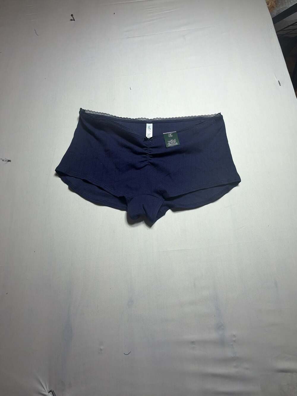 Wild Fable Women's Pointelle Ruched Front Boy Shorts Size XL Dark Navy Blue